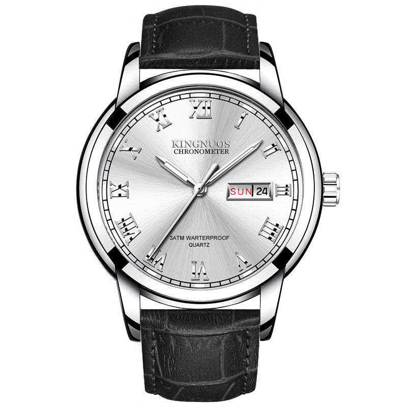 Cross-border Hot Double Calendar Steel Belt Watch