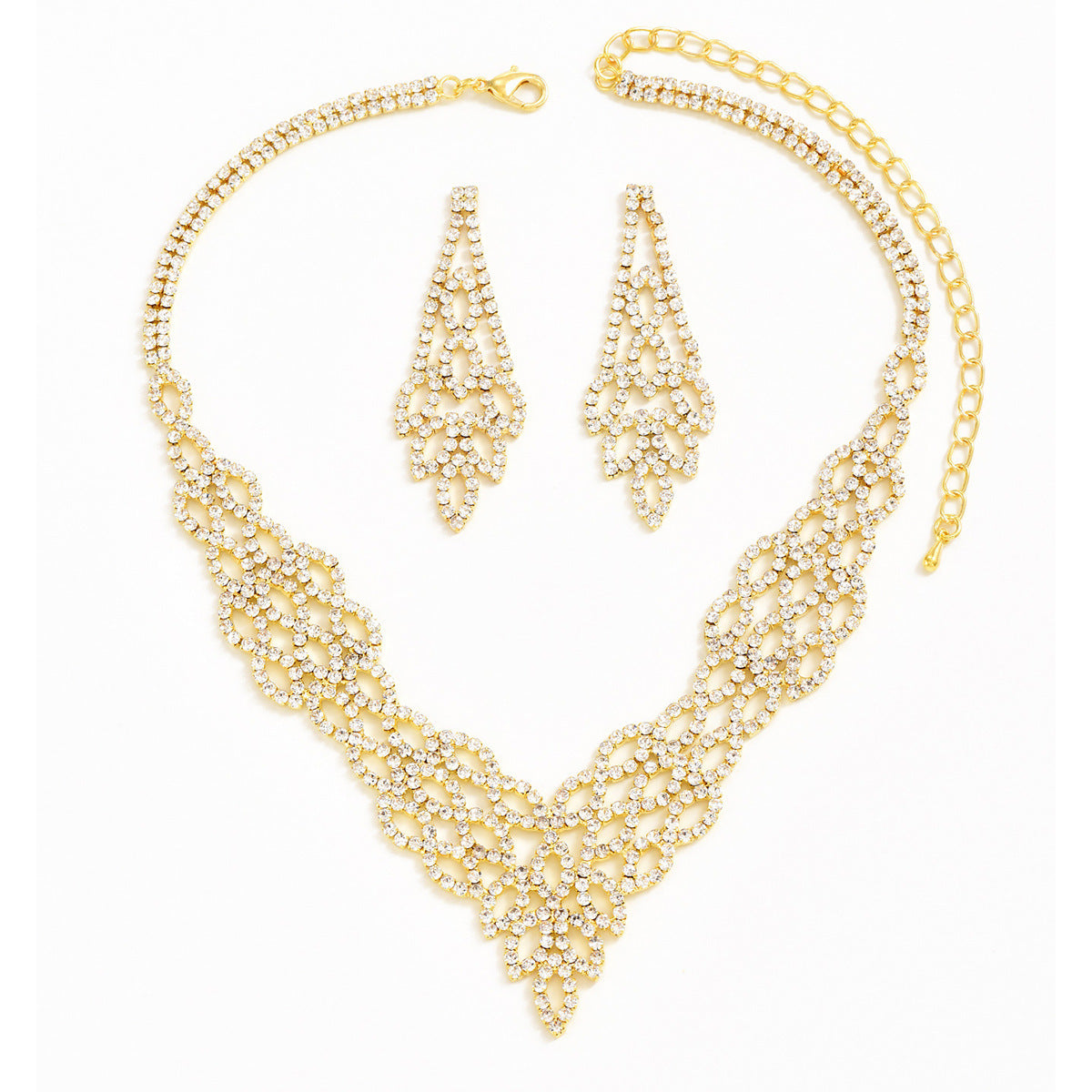 Silver Crystal Stone Gold And Silver Color Necklace Suit