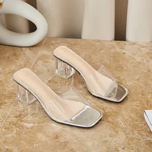 Crystal Heel Chunky Sandals