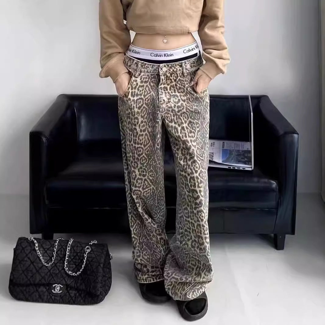 Vintage Leopard Print Jeans