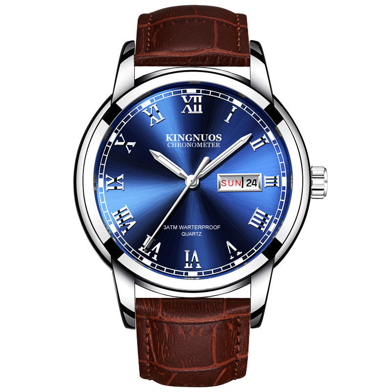 Cross-border Hot Double Calendar Steel Belt Watch