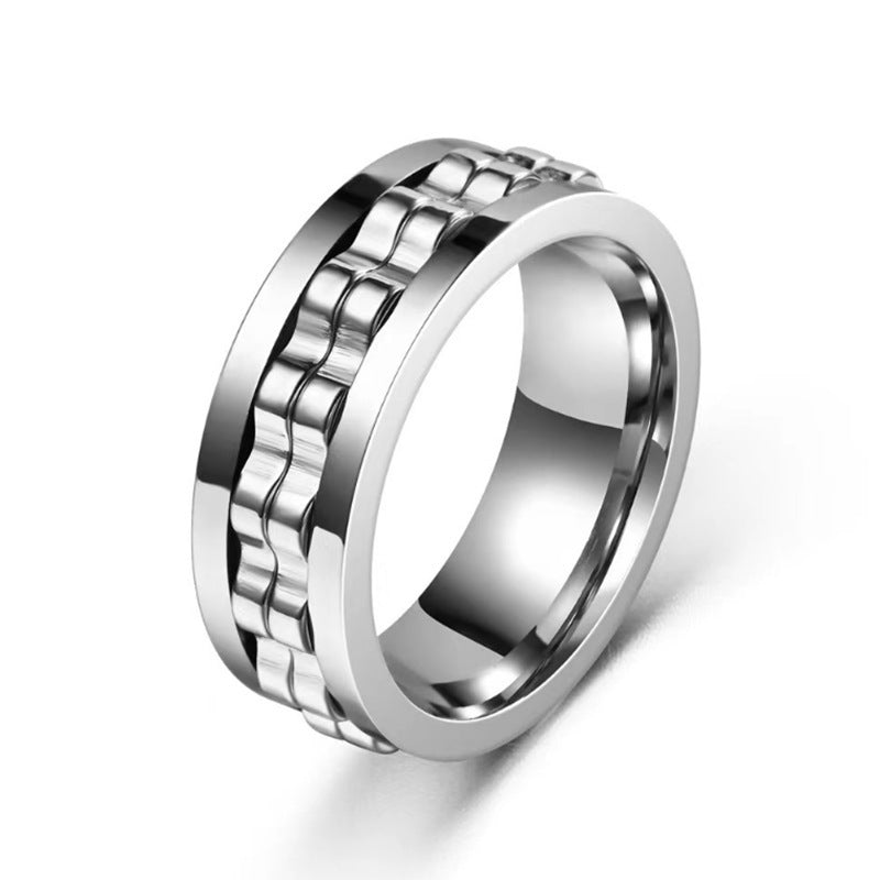 Titanium Steel Rotatable Fashion Decompression Anti-anxiety Ring